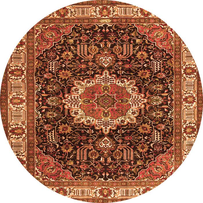Square Medallion Orange Traditional Rug, tr1030org