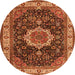 Square Medallion Orange Traditional Rug, tr1030org