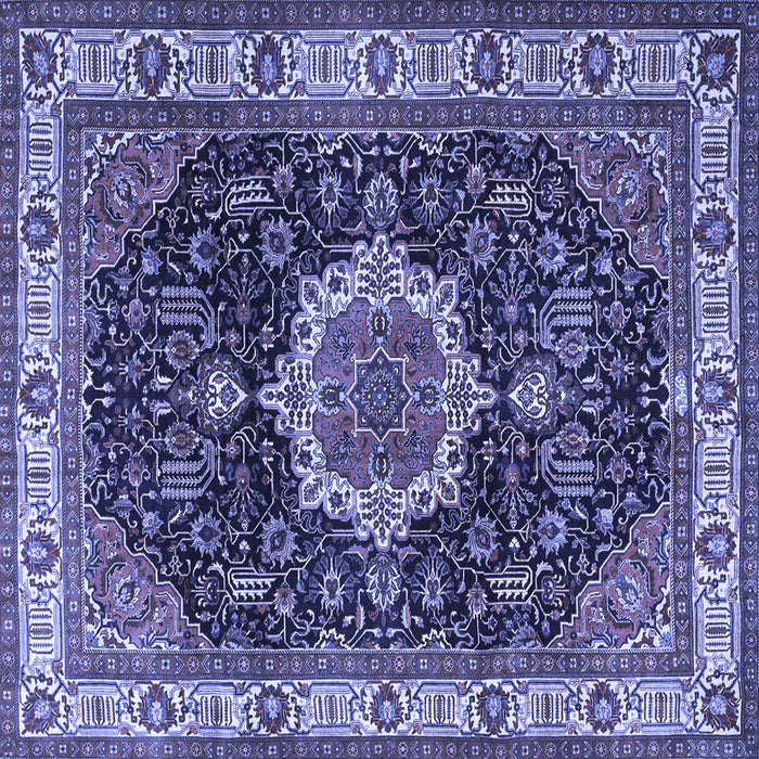 Square Medallion Blue Traditional Rug, tr1030blu