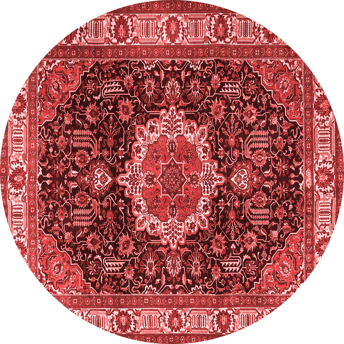 Machine Washable Medallion Red Traditional Rug, wshtr1030red