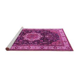 Sideview of Machine Washable Medallion Pink Traditional Rug, wshtr1030pnk