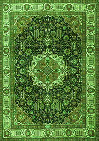 Medallion Green Traditional Rug, tr1030grn