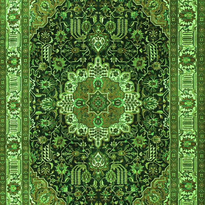 Medallion Green Traditional Rug, tr1030grn