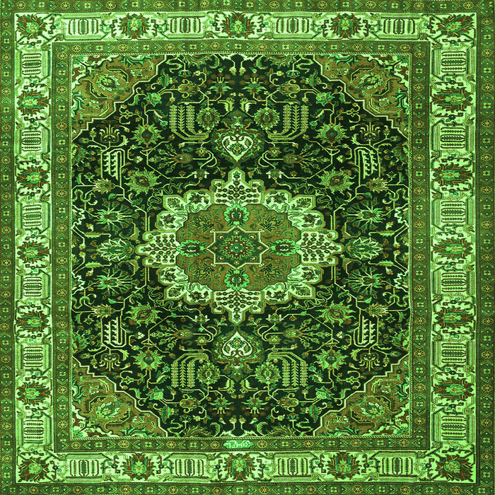 Serging Thickness of Medallion Green Traditional Rug, tr1030grn