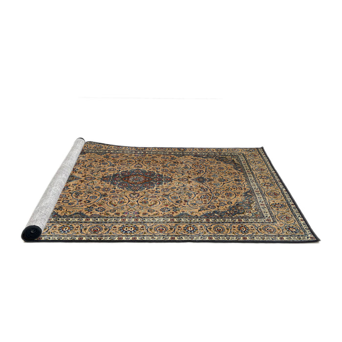 Sideview of Machine Washable Traditional Sand Brown Rug, wshtr1031