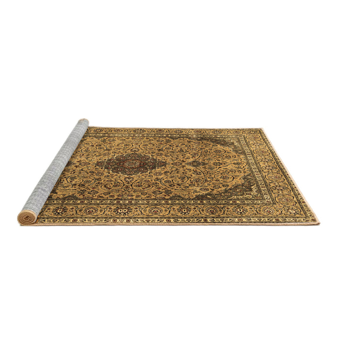 Sideview of Machine Washable Medallion Brown Traditional Rug, wshtr1031brn