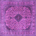 Square Medallion Purple Traditional Rug, tr1031pur