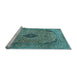 Sideview of Machine Washable Medallion Light Blue Traditional Rug, wshtr1031lblu