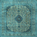 Square Medallion Light Blue Traditional Rug, tr1031lblu