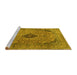 Sideview of Machine Washable Medallion Yellow Traditional Rug, wshtr1031yw