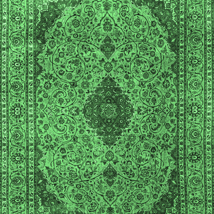 Machine Washable Medallion Emerald Green Traditional Area Rugs, wshtr1031emgrn