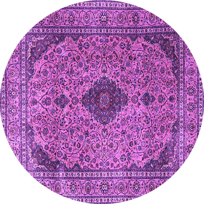 Round Medallion Purple Traditional Rug, tr1031pur