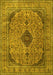 Machine Washable Medallion Yellow Traditional Rug, wshtr1031yw