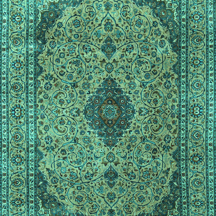 Machine Washable Medallion Turquoise Traditional Area Rugs, wshtr1031turq