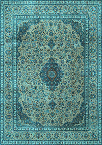 Medallion Light Blue Traditional Rug, tr1031lblu