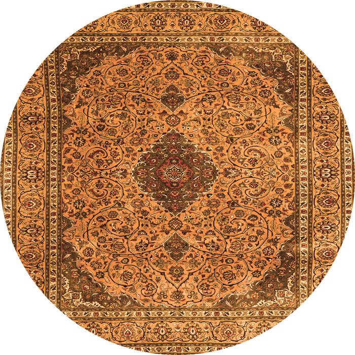 Machine Washable Medallion Orange Traditional Area Rugs, wshtr1031org