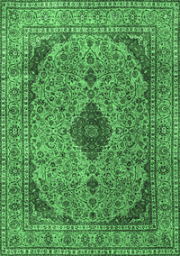 Medallion Emerald Green Traditional Rug, tr1031emgrn