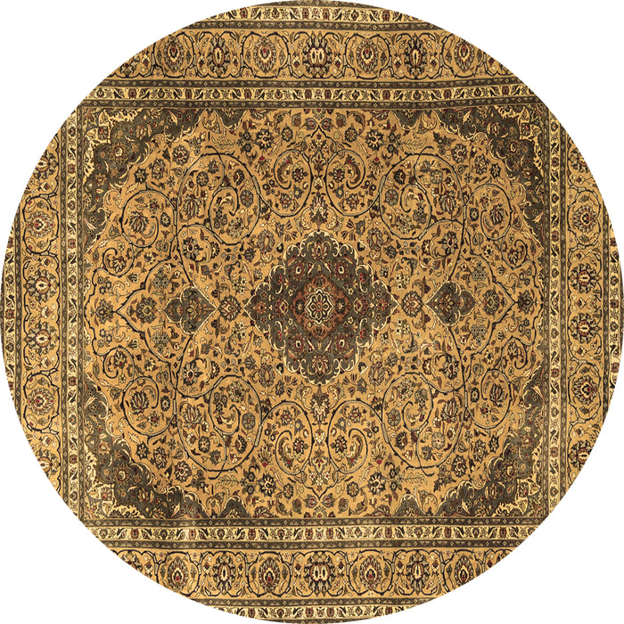 Round Medallion Brown Traditional Rug, tr1031brn
