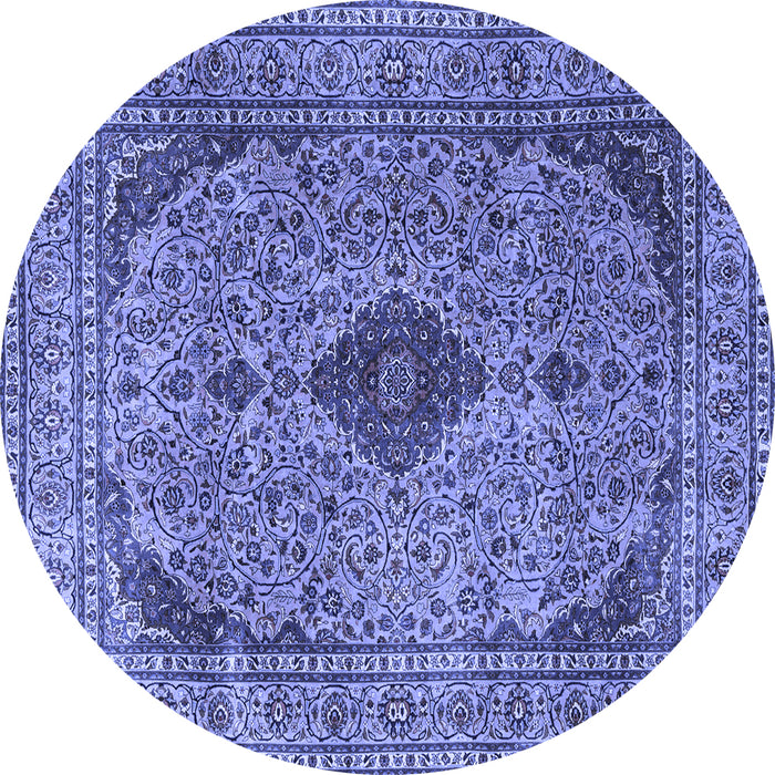 Round Medallion Blue Traditional Rug, tr1031blu