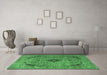 Machine Washable Medallion Emerald Green Traditional Area Rugs in a Living Room,, wshtr1031emgrn