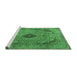 Sideview of Machine Washable Medallion Emerald Green Traditional Area Rugs, wshtr1031emgrn