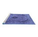 Sideview of Machine Washable Medallion Blue Traditional Rug, wshtr1031blu