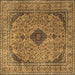 Square Machine Washable Medallion Brown Traditional Rug, wshtr1031brn