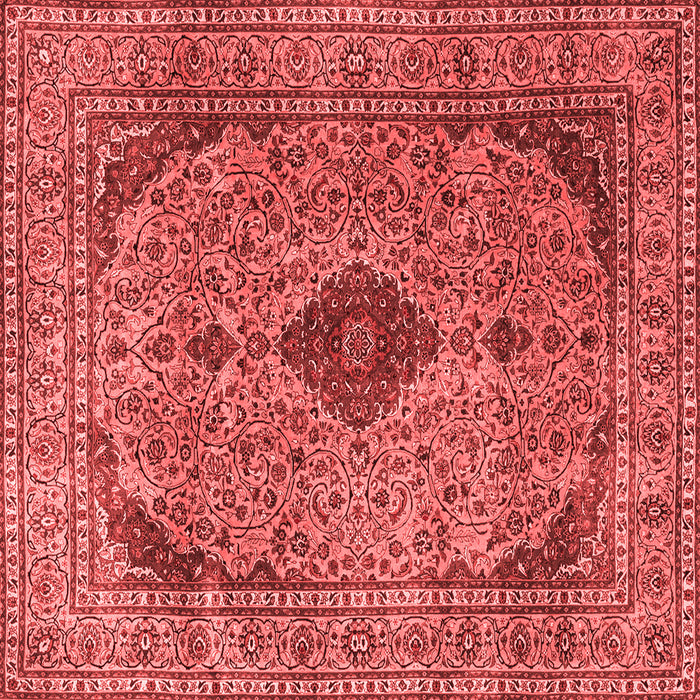 Machine Washable Medallion Red Traditional Rug, wshtr1031red