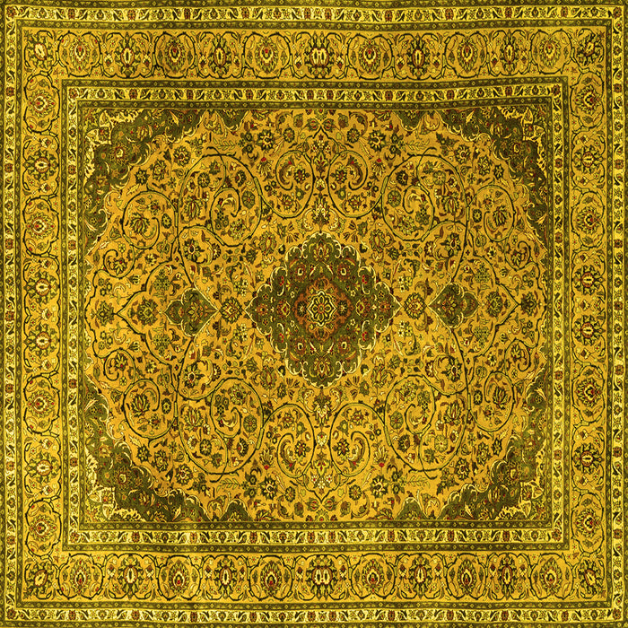 Square Medallion Yellow Traditional Rug, tr1031yw