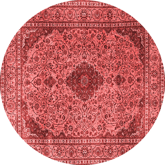 Machine Washable Medallion Red Traditional Rug, wshtr1031red