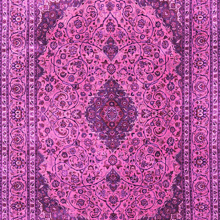 Machine Washable Medallion Pink Traditional Rug, wshtr1031pnk