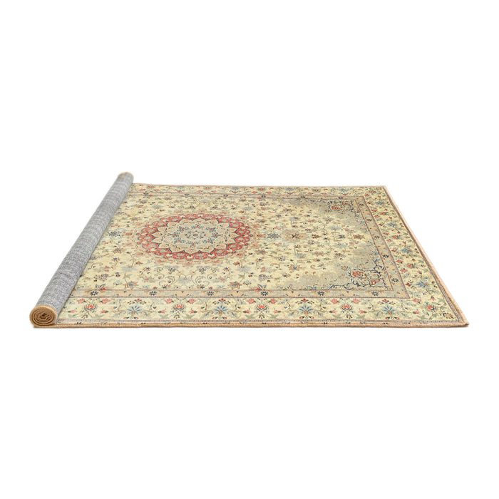 Sideview of Machine Washable Traditional Gold Rug, wshtr1032