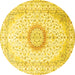 Round Medallion Yellow Traditional Rug, tr1032yw