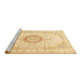 Sideview of Machine Washable Medallion Brown Traditional Rug, wshtr1032brn