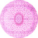 Round Medallion Pink Traditional Rug, tr1032pnk