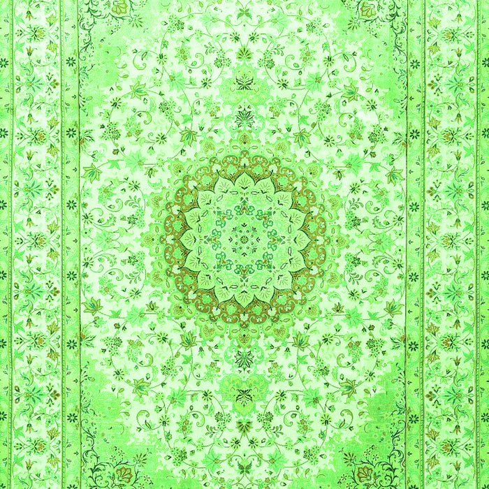 Serging Thickness of Machine Washable Medallion Green Traditional Area Rugs, wshtr1032grn