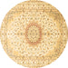 Round Medallion Brown Traditional Rug, tr1032brn