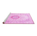 Sideview of Machine Washable Medallion Pink Traditional Rug, wshtr1032pnk