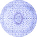 Round Medallion Blue Traditional Rug, tr1032blu