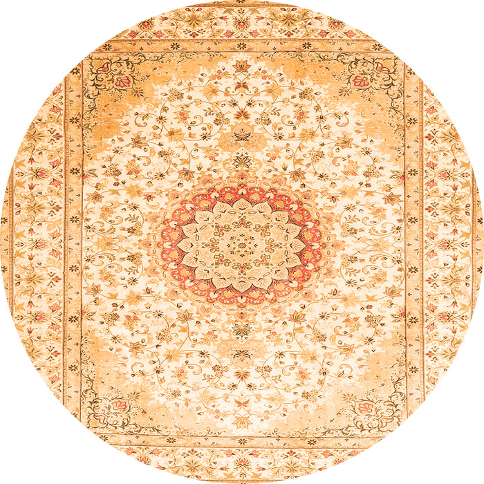 Machine Washable Medallion Orange Traditional Area Rugs, wshtr1032org