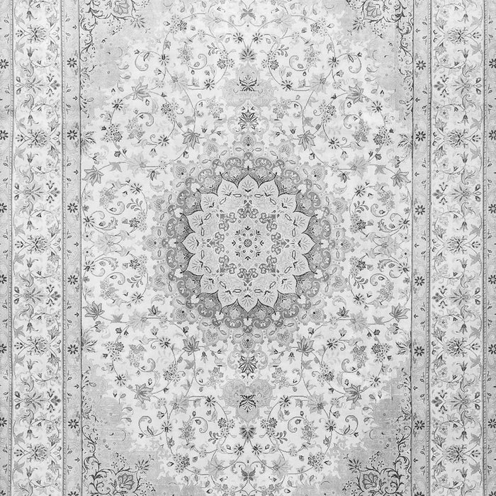 Serging Thickness of Machine Washable Medallion Gray Traditional Rug, wshtr1032gry