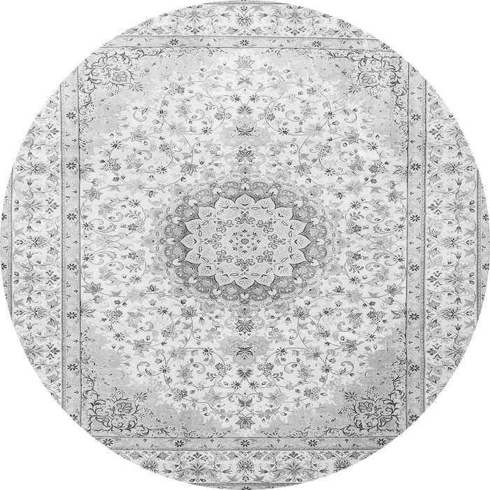 Machine Washable Medallion Gray Traditional Rug, wshtr1032gry