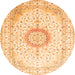 Square Medallion Orange Traditional Rug, tr1032org