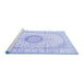 Sideview of Machine Washable Medallion Blue Traditional Rug, wshtr1032blu