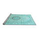 Sideview of Machine Washable Medallion Light Blue Traditional Rug, wshtr1032lblu