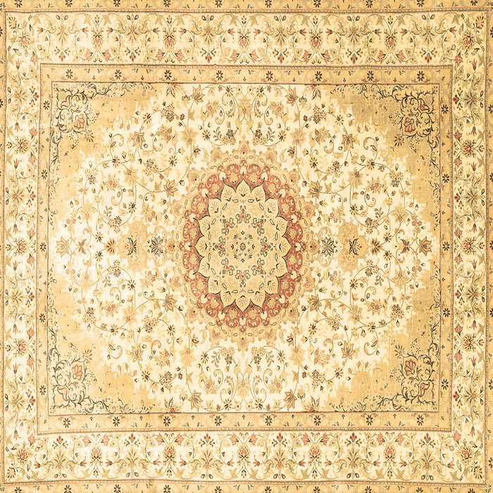 Square Machine Washable Medallion Brown Traditional Rug, wshtr1032brn
