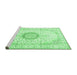 Sideview of Machine Washable Medallion Emerald Green Traditional Area Rugs, wshtr1032emgrn