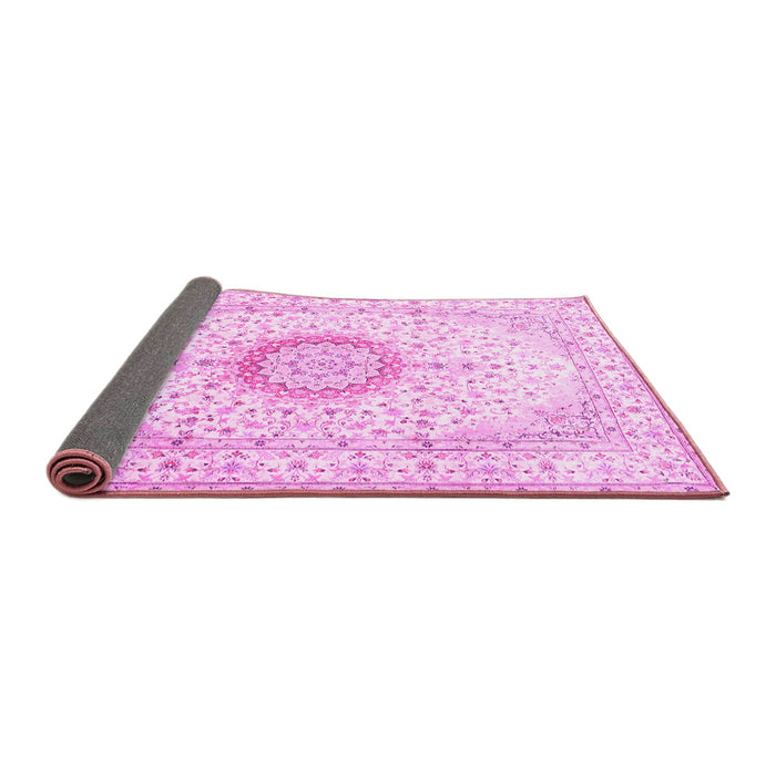 Sideview of Medallion Pink Traditional Rug, tr1032pnk