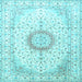 Square Medallion Light Blue Traditional Rug, tr1032lblu