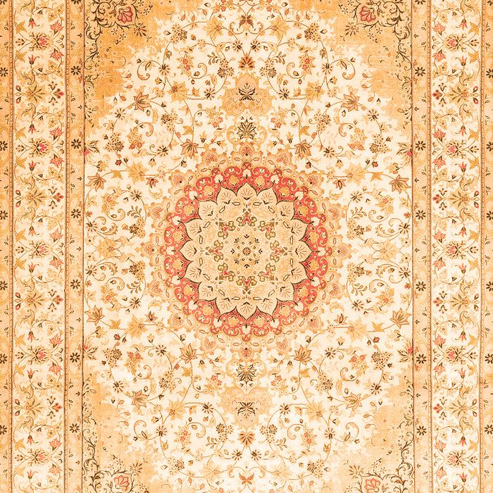 Serging Thickness of Machine Washable Medallion Orange Traditional Area Rugs, wshtr1032org